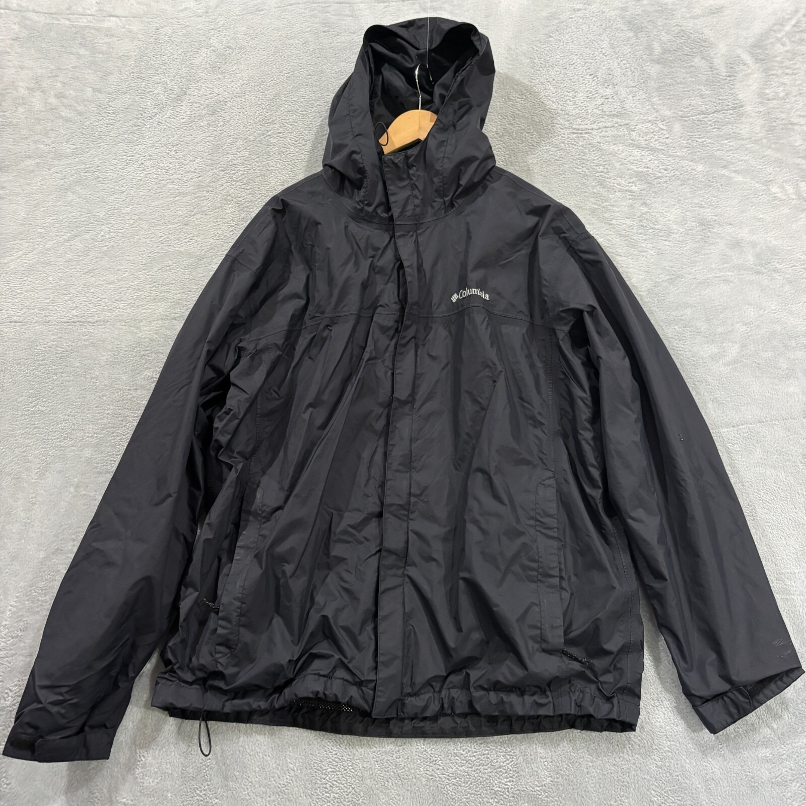 Columbia Windbreaker Packable Jacket Men Xl Black Hiking Lightweight